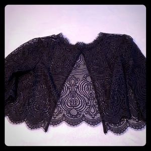 Bebe lacy black open back top